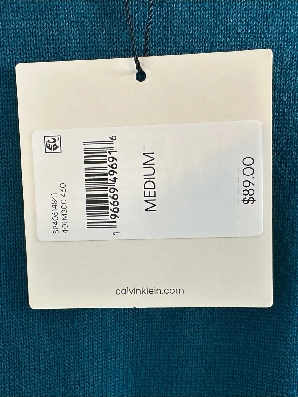 Calvin Klein Men's Teal Crewneck Sweater